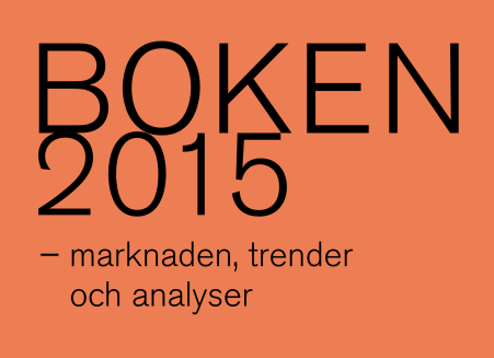 Texten BOKEN 2015 - marknaden, trender och analyser i svart på orange bakgrund