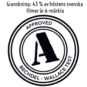 Ett A med två ringar runt och texten BECHDEL - WALLACE TEST